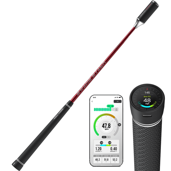 Voice Caddie SS10 Golf Digital Swing Trainer & Warm Up Tool with App Tracking, Increase Swing Speed, Distance, Balance & Grip Strength, Golf Training Aid Plus Essential Golf Trainer