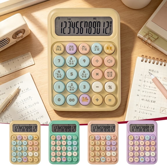 Voice Calculator with 12 Digit Large Display, Stylish Desktop Calculator with Clear Voice Broadcast, Battery Powered for Office Home Use by IHXORA, Green