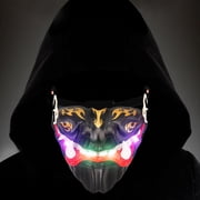 Voice Changer Half Face Oni Mask,Movable Mouth Japanese Warrior Masks with Sounds,Halloween Samurai Costume for Role-Play Party,Christmas,Masquerad,LED Punk Warrior Headgear Outfit