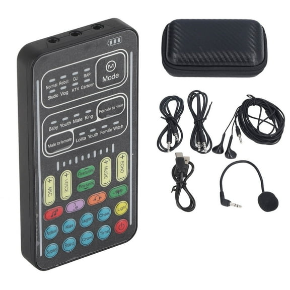 Voice Changer, I9 Voice Changer Set Portable Recording Mini Sound Card Live Streaming Mixer With Microphone Headphones