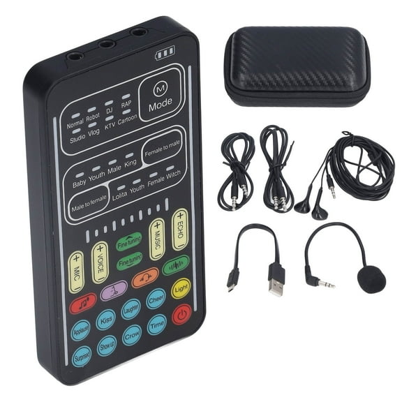 Voice Changer Set, Recording Mini Sound Card 450mAh With Monitor Headphones For Game English Version