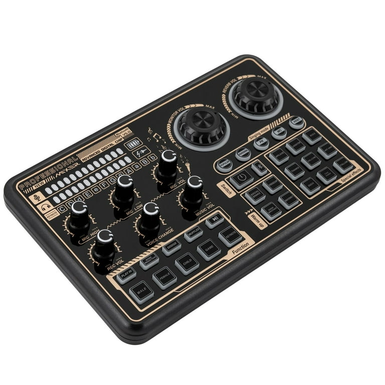 Voice Changer Sound Mixer Board Live Streaming Bluetooth Sound Mixer Board SK600 Black Multiple Sound Effects Audio Sound Card for PC Phone