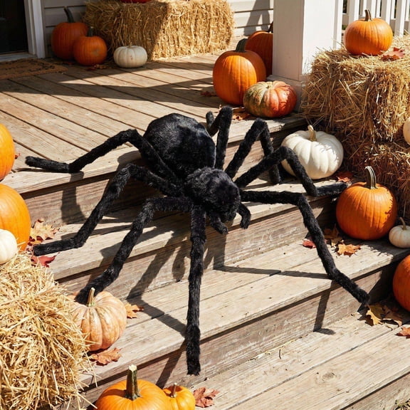 Voice Controlled Halloween Spider Toy, Sound Sensor Activated Automatic Crawling Spider, Battery Powered Scary Interactive Prank Prop, 35.4" Indoor Home Bar Party Halloween Decorations