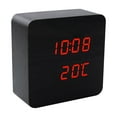 thumbnail image 1 of Voice Controlled LED Digital Alarm Clock with Multi-Function Radio and Atomic Timekeeping, Square Electronic Desk Clock, Adjustable Display, Snooze, Ideal for Home and Office Use,A, 1 of 2