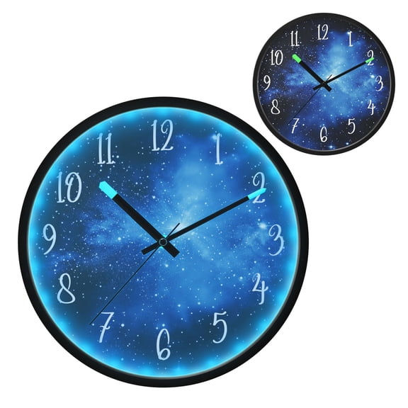 Voice Controlled Luminous Clock LED Night Light 12 Inch Silent Wall Clock Suitable for Bedroom and Living Room Home Decoration Super Cool Starry Sky