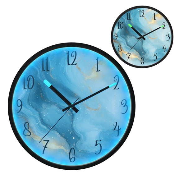 Voice Controlled Luminous Clock LED Night Light 12 Inch Silent Wall Clock Suitable for Bedroom and Living Room Home Decoration Beautiful Marble