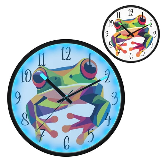 Voice Controlled Luminous Clock LED Night Light 12 Inch Silent Wall Clock Suitable for Bedroom and Living Room Home Decoration Cute Cartoon Frog