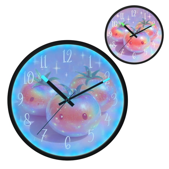 Voice Controlled Luminous Clock LED Night Light 12 Inch Silent Wall Clock Suitable for Bedroom and Living Room Home Decoration Little Tomatoes