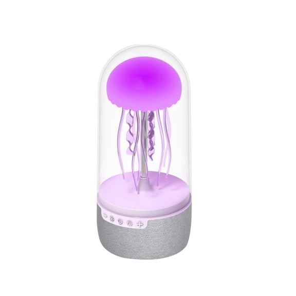 Voice-Controlled RGB Jellyfish Lamp with Bluetooth Speaker, Color-Gradient LED Aquarium Decor for Living Room & Bedroom Ambiance,Purple