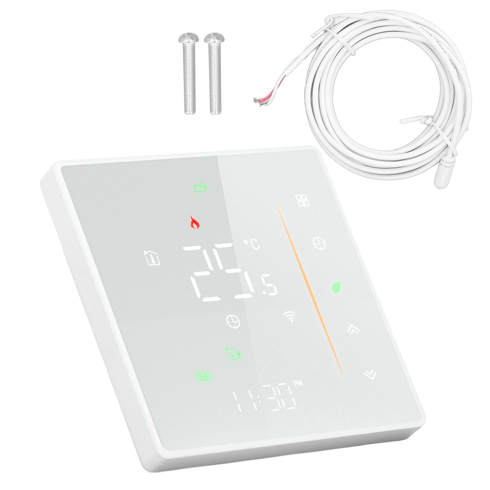 Voice-Controlled Thermostat with Built-in Sensor, LCD Touch Screen, and Programmable Timer for Home Use, Supports 95-24V