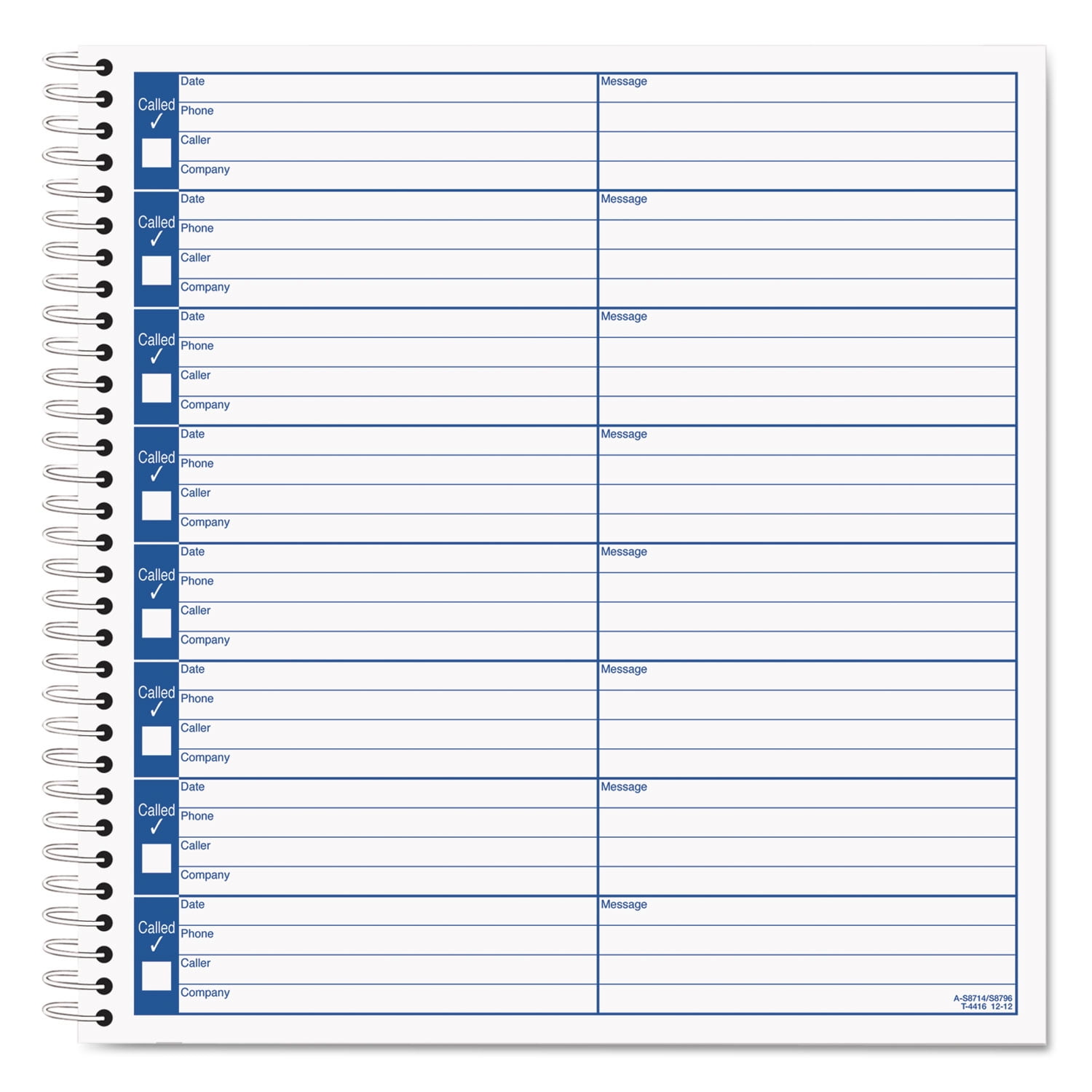 Voice Message Log Books, One-Part (No Copies), 8 x 1, 8 Forms/Sheet, 800 Forms Total Voice Message Log Books, One-Part (No Copies), 8 x 1, 8 Forms/Sheet, 800 Forms Total