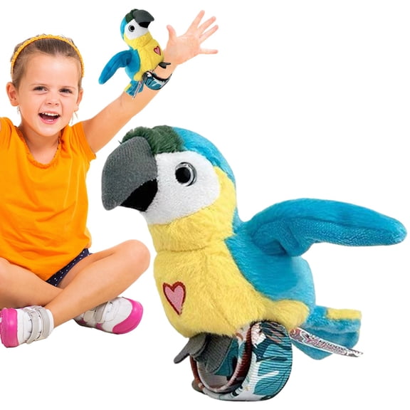 Voice Mimicking Wearable Plush Parrot Toys, 1-Pack Wearable Pet Toy Slap Bracelet, Sound Sensor Interactive Bird for Daily Entertainment, bldnkj