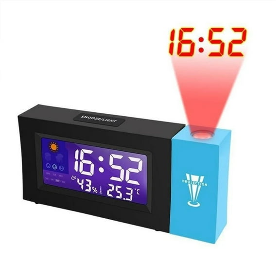 Voice Projection Alarm Clock LED Digital Smart Projector Snooze Alarm Clocks Electronic Weather Forecast Wake Up Desktop Clocks ,Easy to Operate