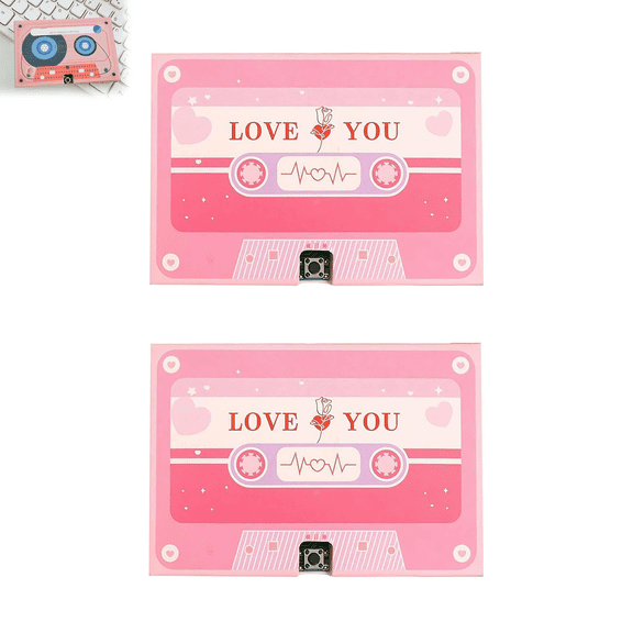 Voice Recordable Greeting Card - 60s Message Recorder Cassettes Talking Card, Voice Recording Cassette Tape Present, Customizable Sound Greeting Cards for Couple(x)