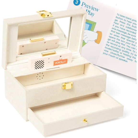 VoiceGift Voice Recordable Keepsake Memory Box with Lid - All Occasions/Memories | Natural