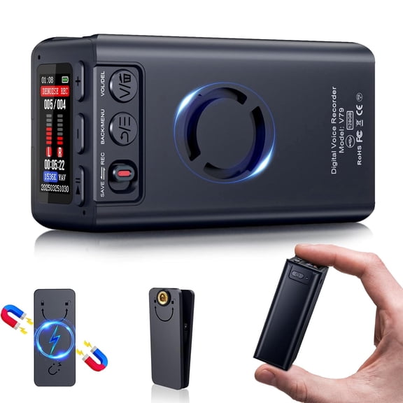 Voice Recorder,Magnetic Digital Audio Recorder,45 Days Continuous Recording,Voice Activated Recording Device with Password,Clip,Metal Housing,Professional Noise Reduction for Work Meetings Lectures