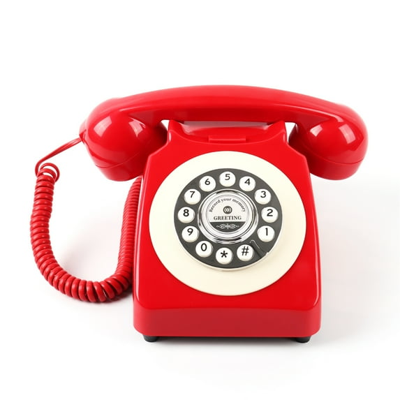 Voice Recording Audio Guest Book – Guest Book Phone for Weddings, Bridal Showers, Anniversaries | Retro Telephone Voice Recorder | USB Rechargeable Memory Phone | Unique Wedding Gift (Red)