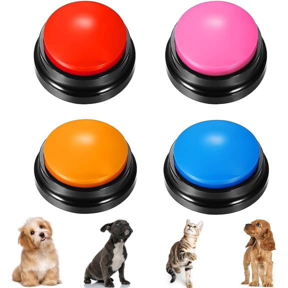 Voice Recording Button 4 Color, Dog Buttons for Communication Pet Training Buzzer, 30 Second Record & Playback, for Family Game and Trivia Nights
