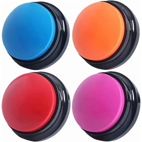 Voice Recording Button, Buttons for Communication Pet Buzzer, 30 Second Voice Record and Playback, Funny for Study Office 4 Red/Blue/Rose/Orange
