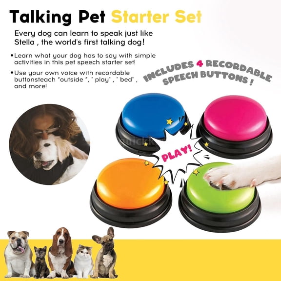 Voice Recording Button, Dog Buttons For Communication Pet Training Buzzer, Record & Playback, Funny Gift For Study Office Home, 8 Packs, Without Battery