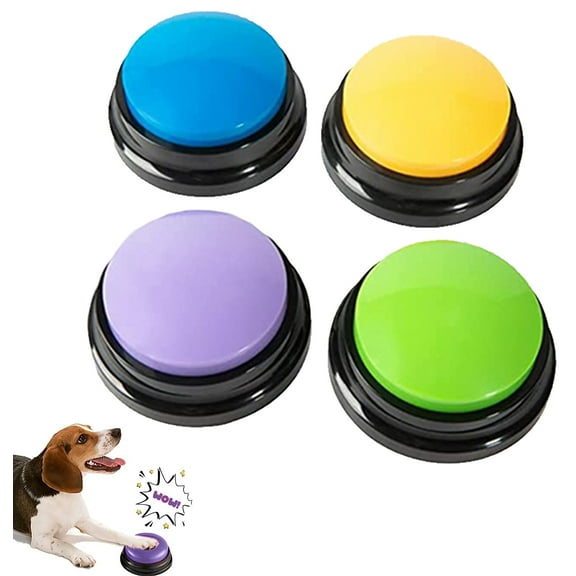 Voice Recording Button Dog Buttons for Communication Recordable Dog Talking Buttons Set Dog Voice Command Buttons 30 Second Record and Playback for Dog Cats Pet Training Buzzer 4 Packs