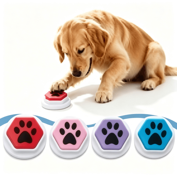 Voice Recording Button for Communication Pet Training Buzzer,Playback Dog Toy for Cat,Puppy,Pet Trainin,Funny Gift for Study Office Home4 pack)