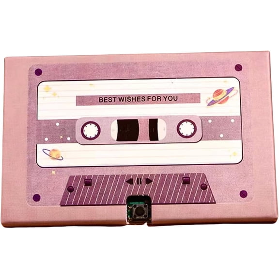 Voice Recording Cassette Tape Gift Card 60 Seconds Customizable Sound Message Recorder for Couples Grey