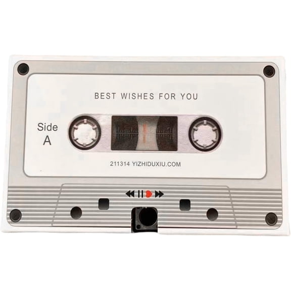 Voice Recording Cassette Tape Gift Card 60 Seconds Customizable Sound Message Recorder for Couples White