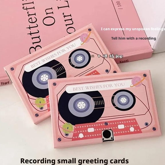 Voice Recording Cassette Tape Gift,Valentine's Day Recordable Greeting Card, 60 Seconds Blank Voice Recordable Talking Greeting Card, Message Recorder, Speak Your Heart Out to You Love