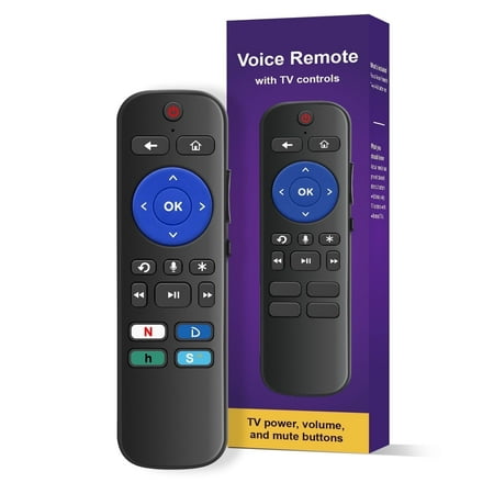 New Replacement Universal Voice Remote Control for Roku Stick, for Roku All Streaming Players, Steaming Sticks, Audio and TVs, with 4 Hot Shorcut App Keys, Black