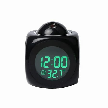 With Voice Talking LED Time Temperature for Bedroom,Projection Alarm Clock for Bedrooms Digital Voice Report Alarm Clock 12/24 HDigital Electric Clocks Projection On Ceiling ,Bedside ,Office (Black)