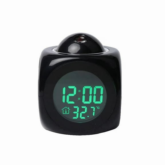 With Voice Talking LED Time Temperature for Bedroom，Projection Alarm Clock for Bedrooms Digital Voice Report Alarm Clock 12/24 HDigital Electric Clocks Projection On Ceiling ,Bedside ,Office (Black)
