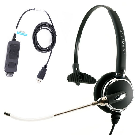 Voice Tube Microphone Plug N Play Monaural Computer Headset with Plantronics Compatible QD for MS Lync, Skype, 3CX, Bria X-Lite.