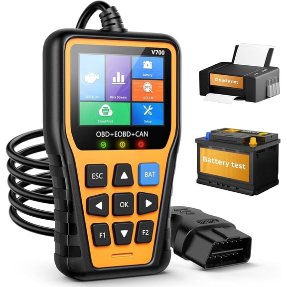 Voice-tank OBD2 Scanner Car Code Reader, Plug and Play Diagnostic Scan Tool with Voltage Test, Read and Clear Engine Error Codes for 1996+ OBDII Vehicles (Yellow)