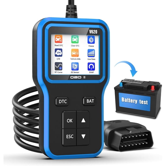 Voice-tank V620 OBD2 Scanner, Advanced Car Code Reader with Battery Voltage Tester, O2 Sensor and EVAP System Test, Plug and Play Diagnostic Scan Tool for 1996+ OBDII Vehicles