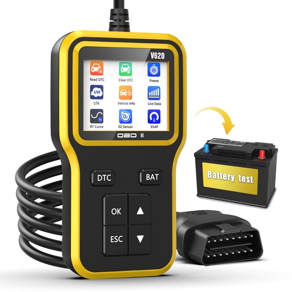 Voice-tank V620 OBD2 Scanner, Advanced Car Code Reader with Battery Voltage Tester, O2 Sensor and EVAP System Test, Plug and Play Diagnostic Scan Tool for 1996+ OBDII Vehicles