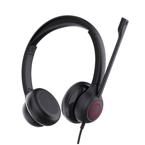 VoicePro 80 Office Wired Computer Headset with Teams Focus Busy Light | Noise Canceling Microphone | in-line Call Control | Compatible With All Call Platforms | USB-A and USB-C for PC and Cell Phone