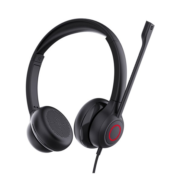 VoicePro 80 Office Wired Computer Headset with Teams Focus Busy Light | Noise Canceling Microphone | in-line Call Control | Compatible With All Call Platforms | USB-A and USB-C for PC and Cell Phone