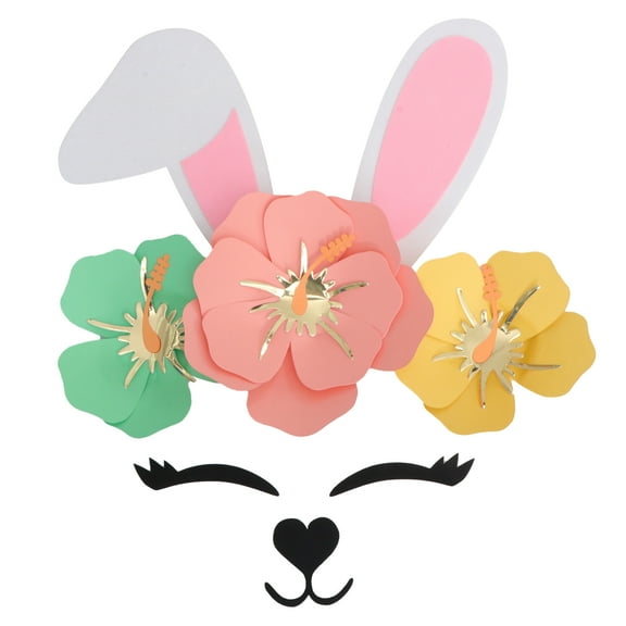 Voiceine 1 Set Bunny Wall Sticker Paper Rabbit Flowers Wall Decals Bunny Wall Party Background Mural for Day Party Favor