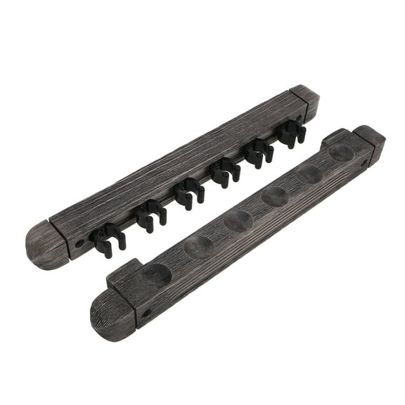 Voiceine 1 Set Pool Cue Stick Holder Pool Stick Holder Wall Mount Wooden Billiard Cue Rack for Game Room Pool Sticks Stand Billiards Accessories (6 Cues)