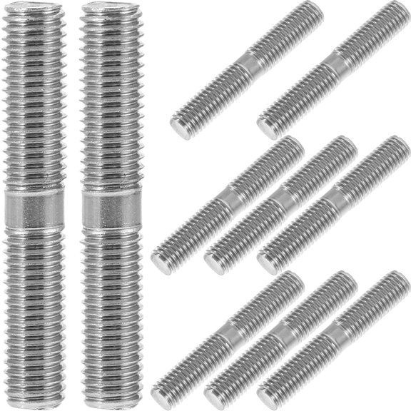 Voiceine 10Pcs Stainless Steel Bolts Double-end Thread Screw Double-end Bolt Stable Bolt Firm Replaceable Bolt