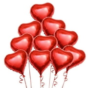 Voiceine 10pcs Heart Balloons Red Foil Helium Balloons Party with Ropes for Valentines Day Wedding Engagement