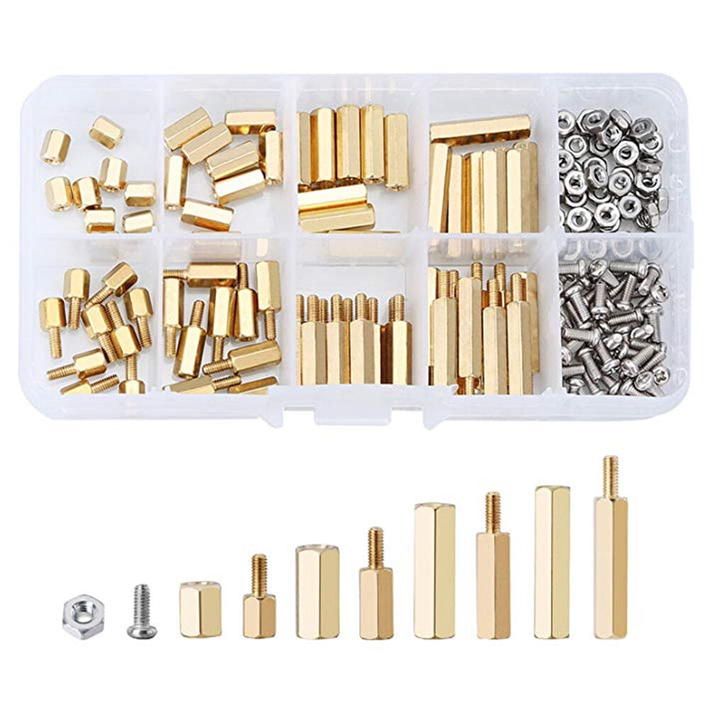 Voiceine 180PC Single and Double Pass Hex Copper Column Screw Nut