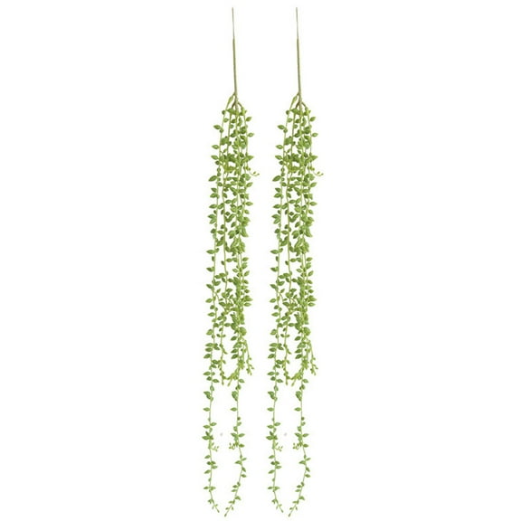 Voiceine 2 Artificial Basket Plants Hanging String Greenery of Pearls Fleshy Tears Vine Rattan Branch for Indoor Outdoor Wall Decor
