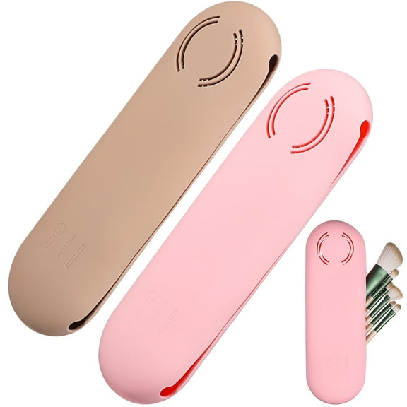 Voiceine 2 Pcs Travel Makeup Brush Holders Silicone Makeup Bag Makeup Brush Bag Organizer Makeup Brush Cases