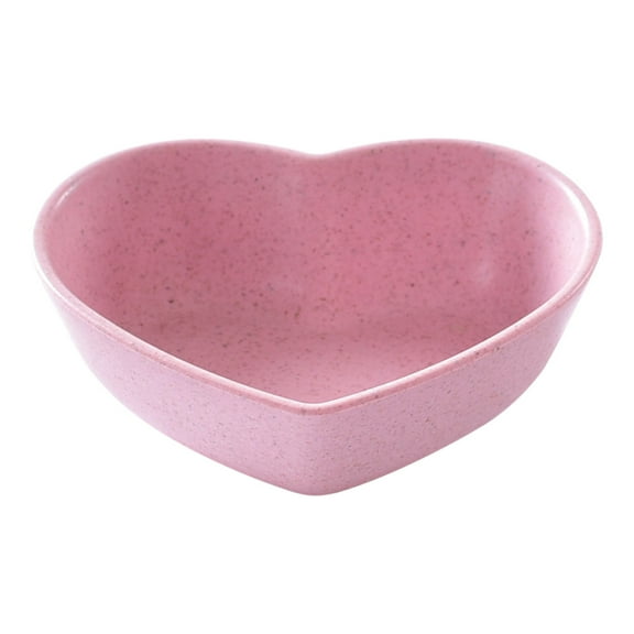 LOLIPPYY Heart Shaped Sauce Dishes Pink Wheat Straw 4Pcs 3.1x2.6x1.1in