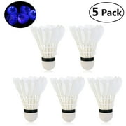 Voiceine 5pcs LED Badminton Shuttlecocks Birdies Glow in The Dark Shuttlecocks Lighting Glowing Badminton for Game Night Sports