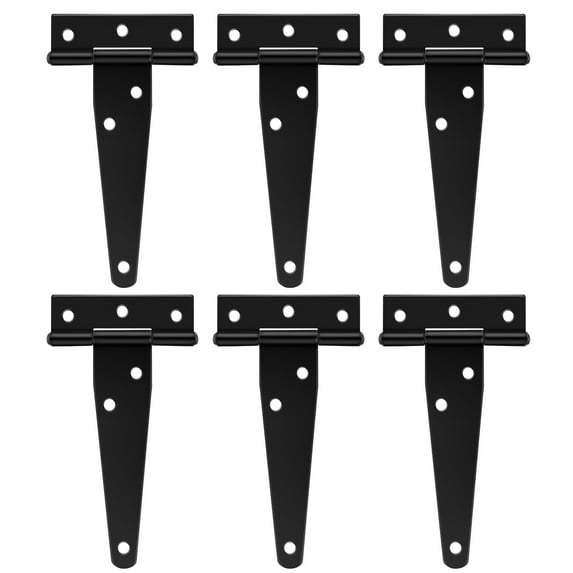Voiceine 6Pcs T- Strap Shed Hinges Heavy Duty Barn Door Gate Hinges, Black Gate Hinges for Metal Gates or Wooden Fences ( 4Inch )