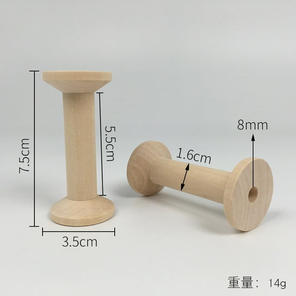 Voiceine 6pcs Large Unfinished Wood Spools Empty Thread Spools for Sewing and Crafts Wood Spools for Embroidery Wooden Ribbon Spools Bobbins