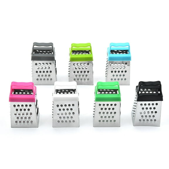 Voiceine 6pcs Mini Cheese Grater Stainless Steel Box Grater Handheld Slicer Fruit Vegetable Cutter Shredder with Handle for Slicing Cheese Ginger Potatoes